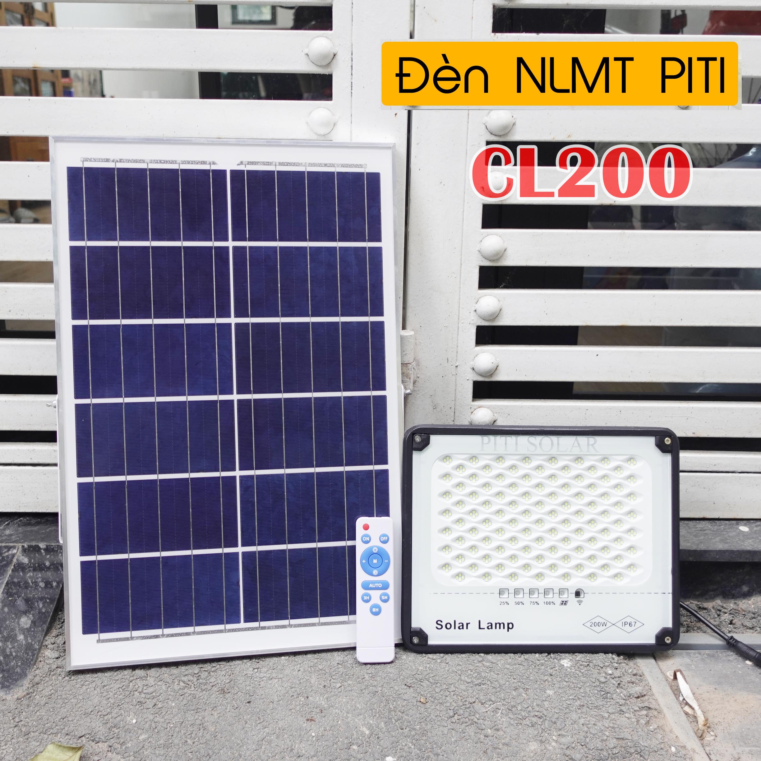 Đèn Năng Lượng Mặt Trời PITI Solar CL200 (cs 200W) Siêu Sáng, Chống Nước IP67 - Bảo hành 2 năm